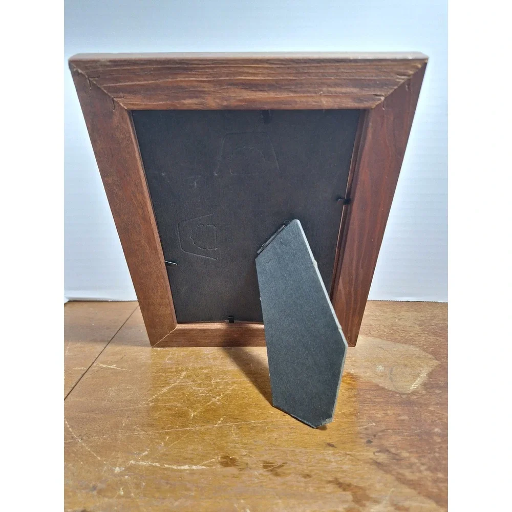 Vintage Dark Brown Wood Picture Frame 5x7 Tabletop Easel Back Glass Front